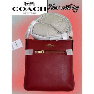 COACH Mini Rowan File Bag Crossgrain Leather 1941 Red NWT